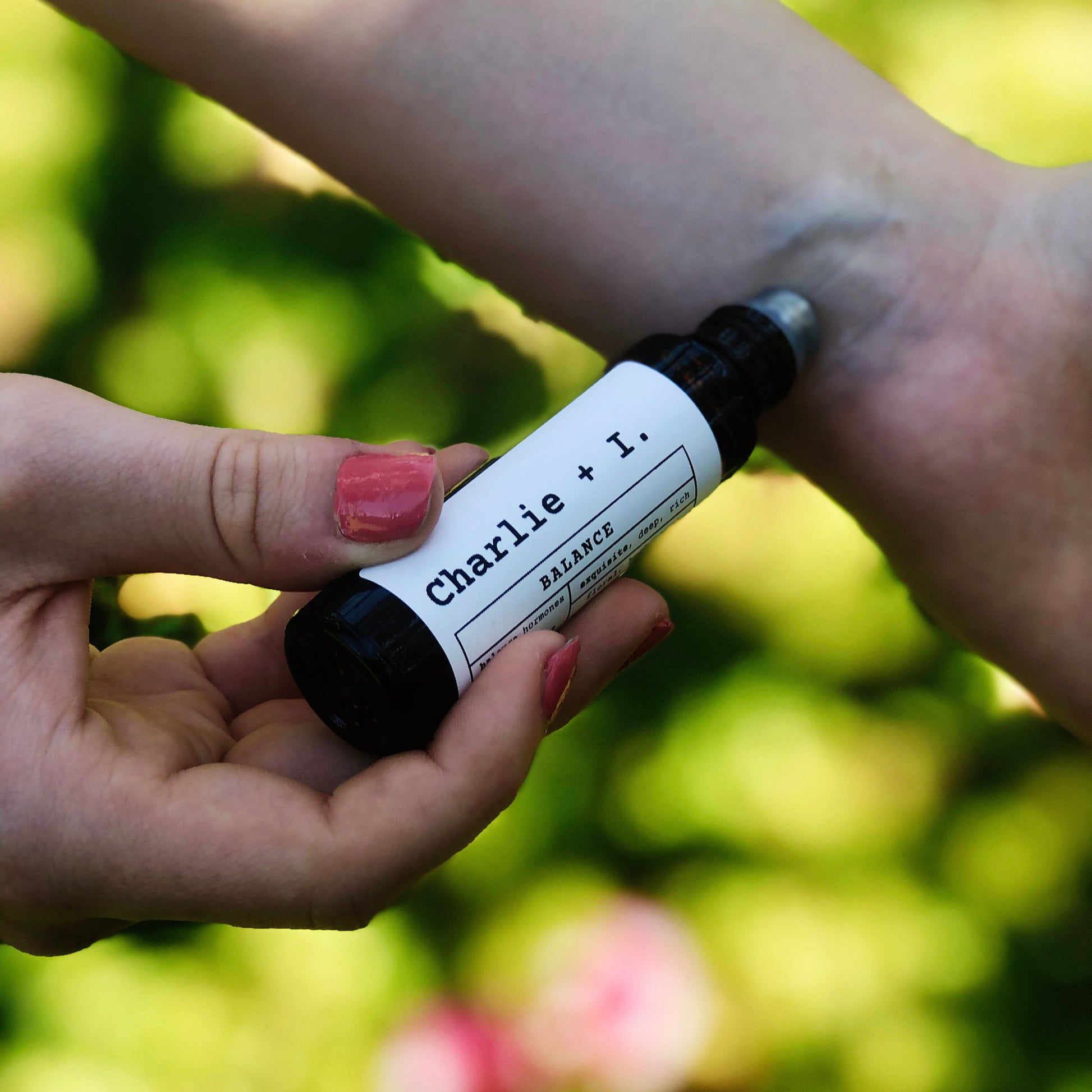 Charlie & I — 
Balance Aromatherapy Roll-On Essential Oil Perfume Blend with Rose Absolute, Mandarin and Clary Sage Essential Oils. Ideal for PMS and Menorah or Stress. Handcrafted in Gippsland, Australia.