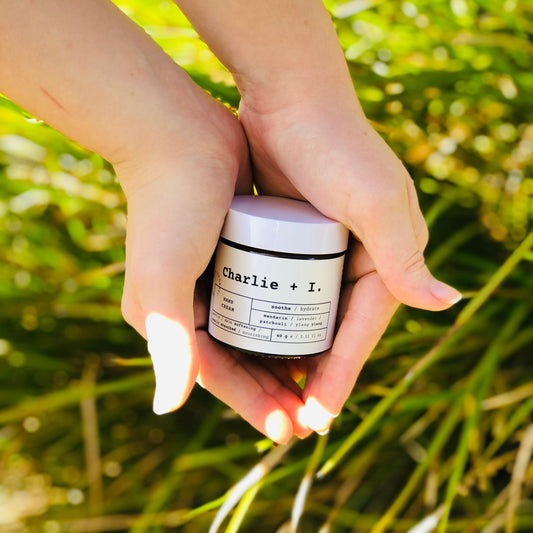 Lavender Mandarin Patchouli Botanical Hand Cream - Natural Aromatherapy Skincare - Made in Gippsland. Charlie + I.